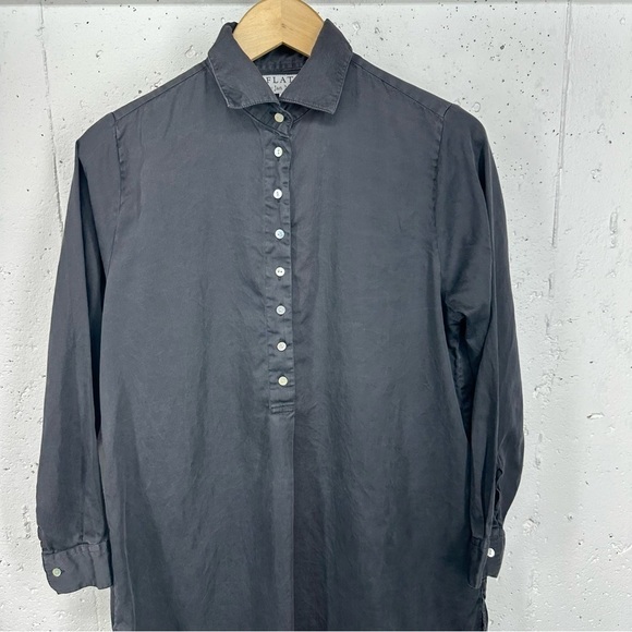 Flats by Jan Niemi Women’s Size Large Black Button Down Tunic Shirt Dress Read - Picture 2 of 10